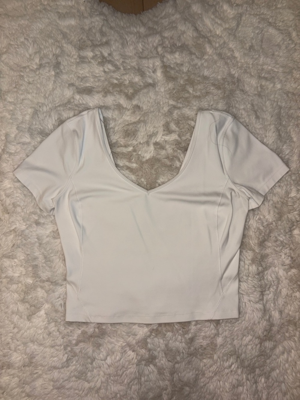 lululemon athletica White align V-Neck Short Sleeve Crop Top